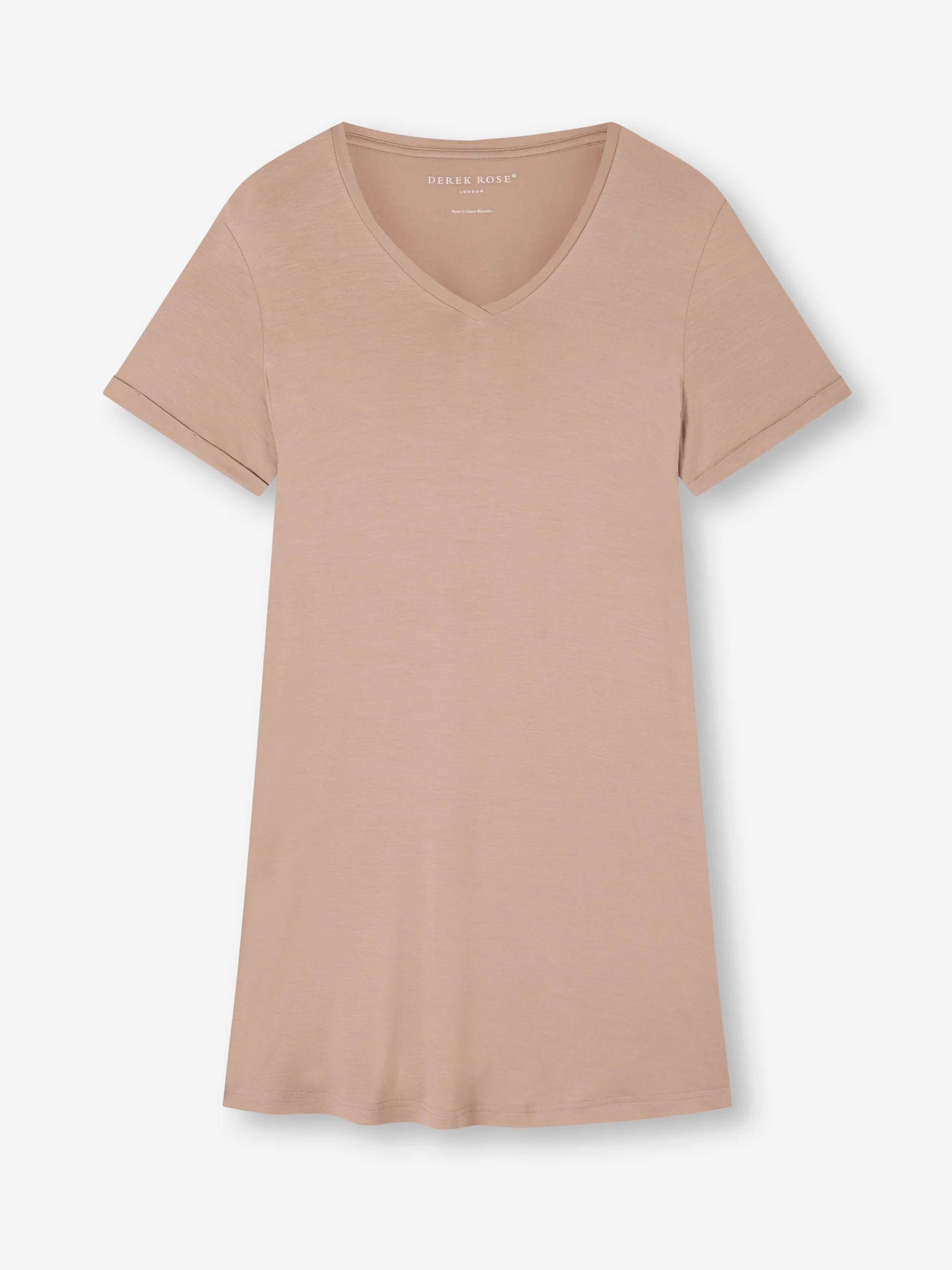 Women's V-Neck Sleep T-Shirt Lara Micro Modal Stretch Almond Blush - Image 6