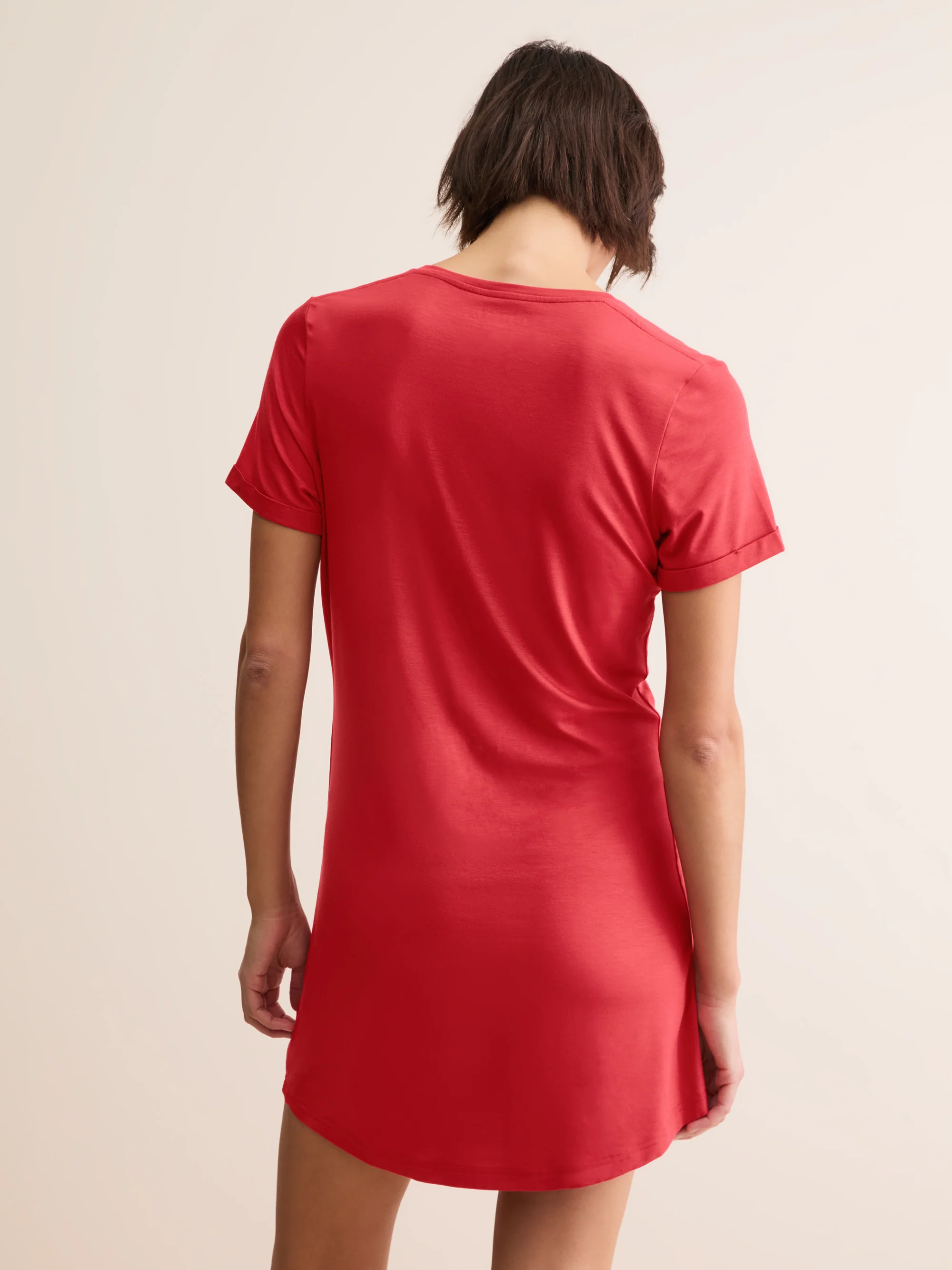 Women's V-Neck Sleep T-Shirt Lara Micro Modal Stretch Cherry Red - Image 3