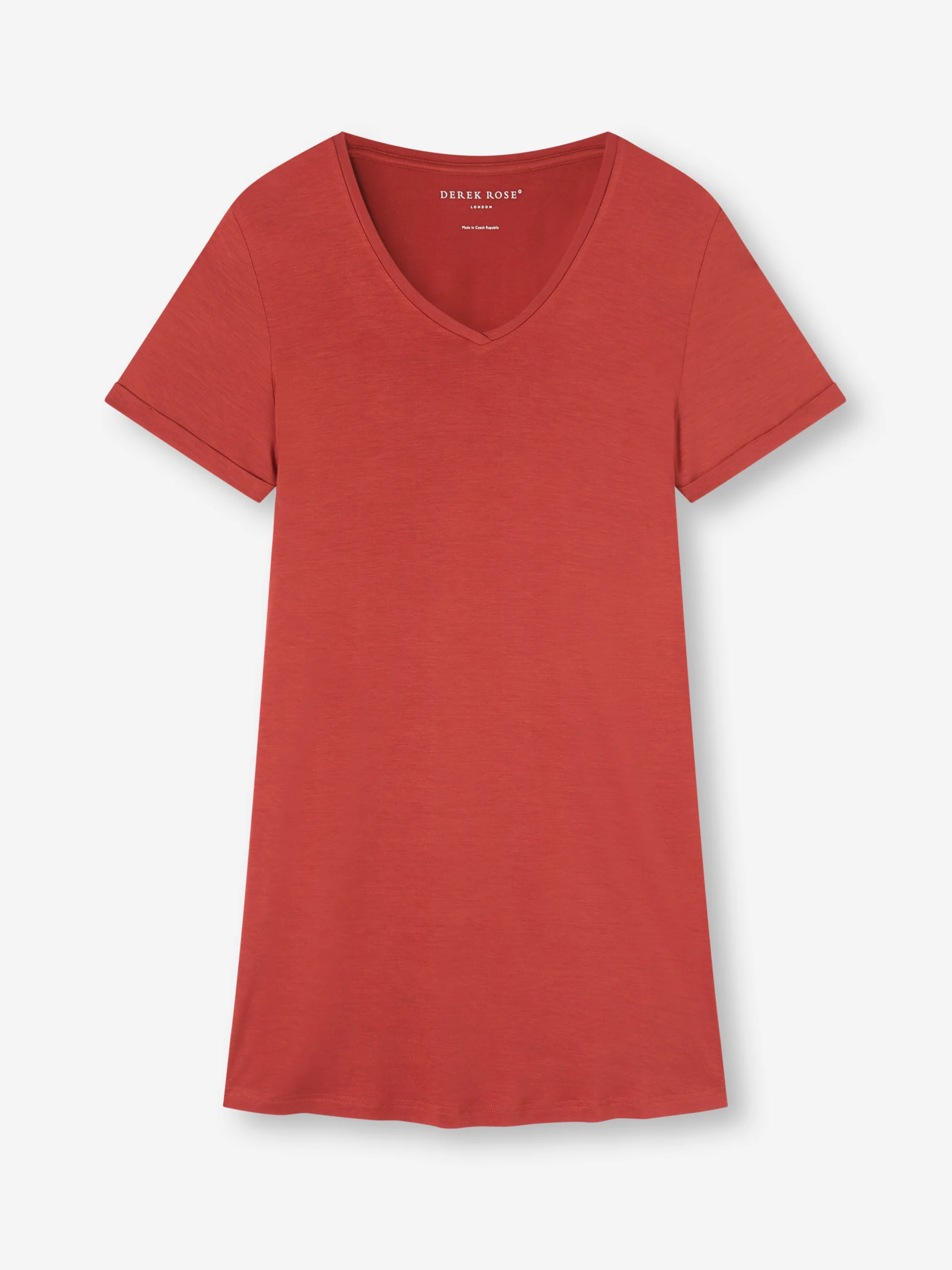 Women's V-Neck Sleep T-Shirt Lara Micro Modal Stretch Rose Red - Image 5