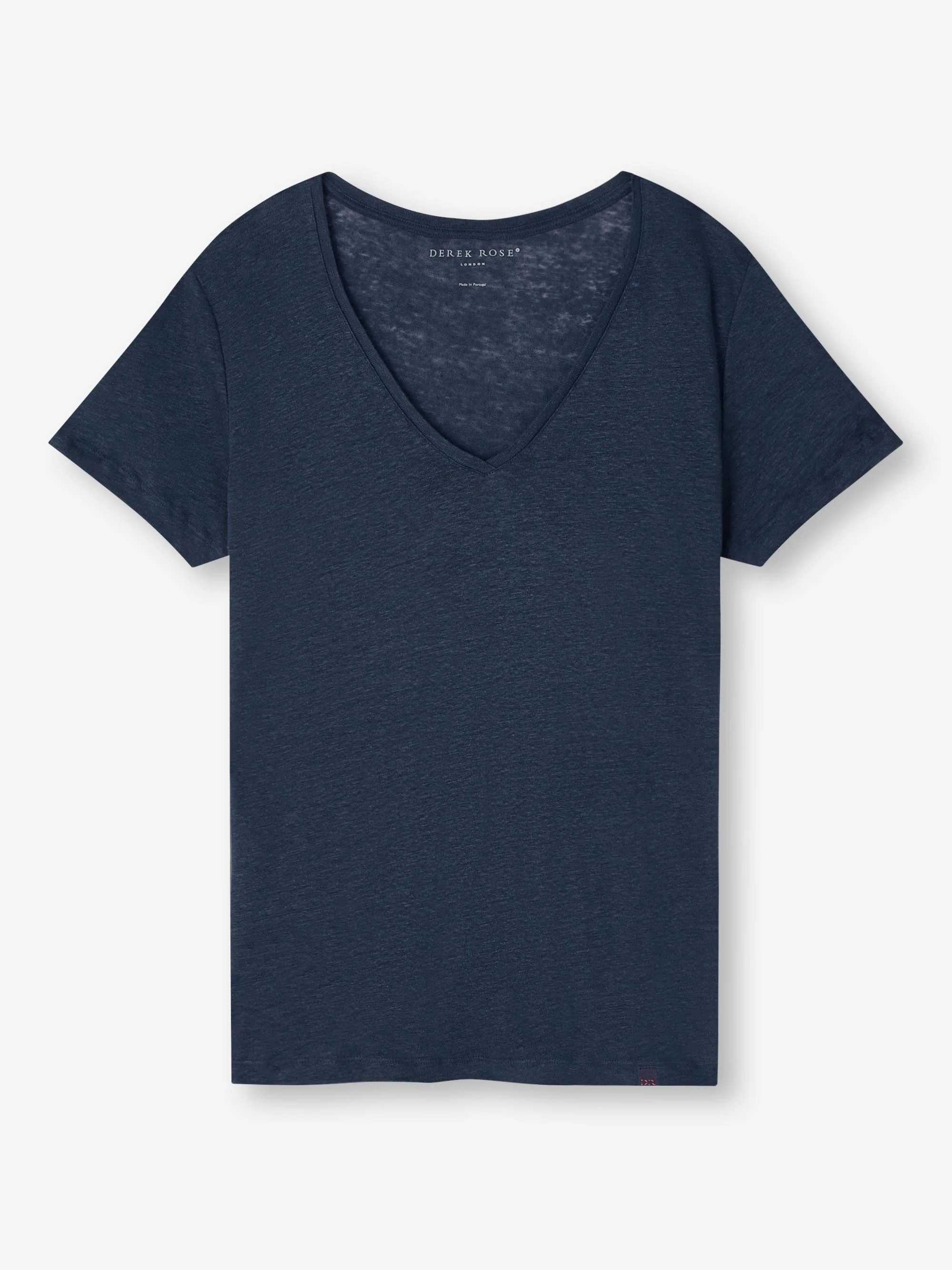 Women's V-Neck T-Shirt Jordan Linen Navy - Image 7