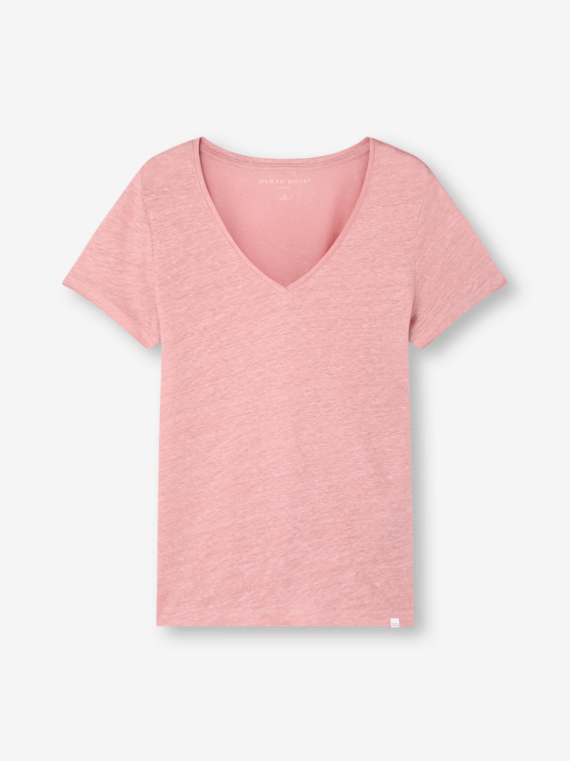 Women's V-Neck T-Shirt Jordan Linen Pink - Image 4