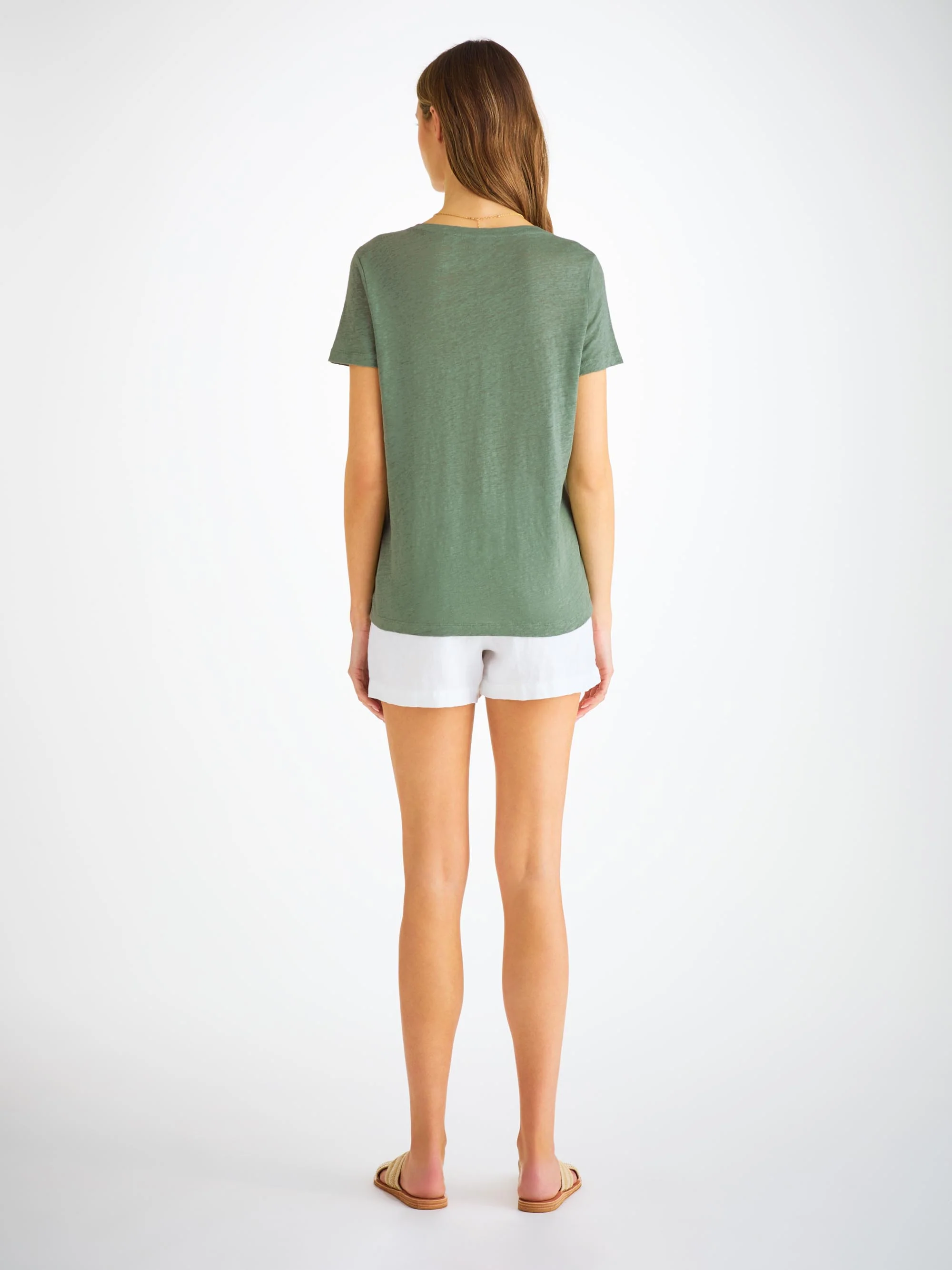 Women's V-Neck T-Shirt Jordan Linen Sage Green - Image 4