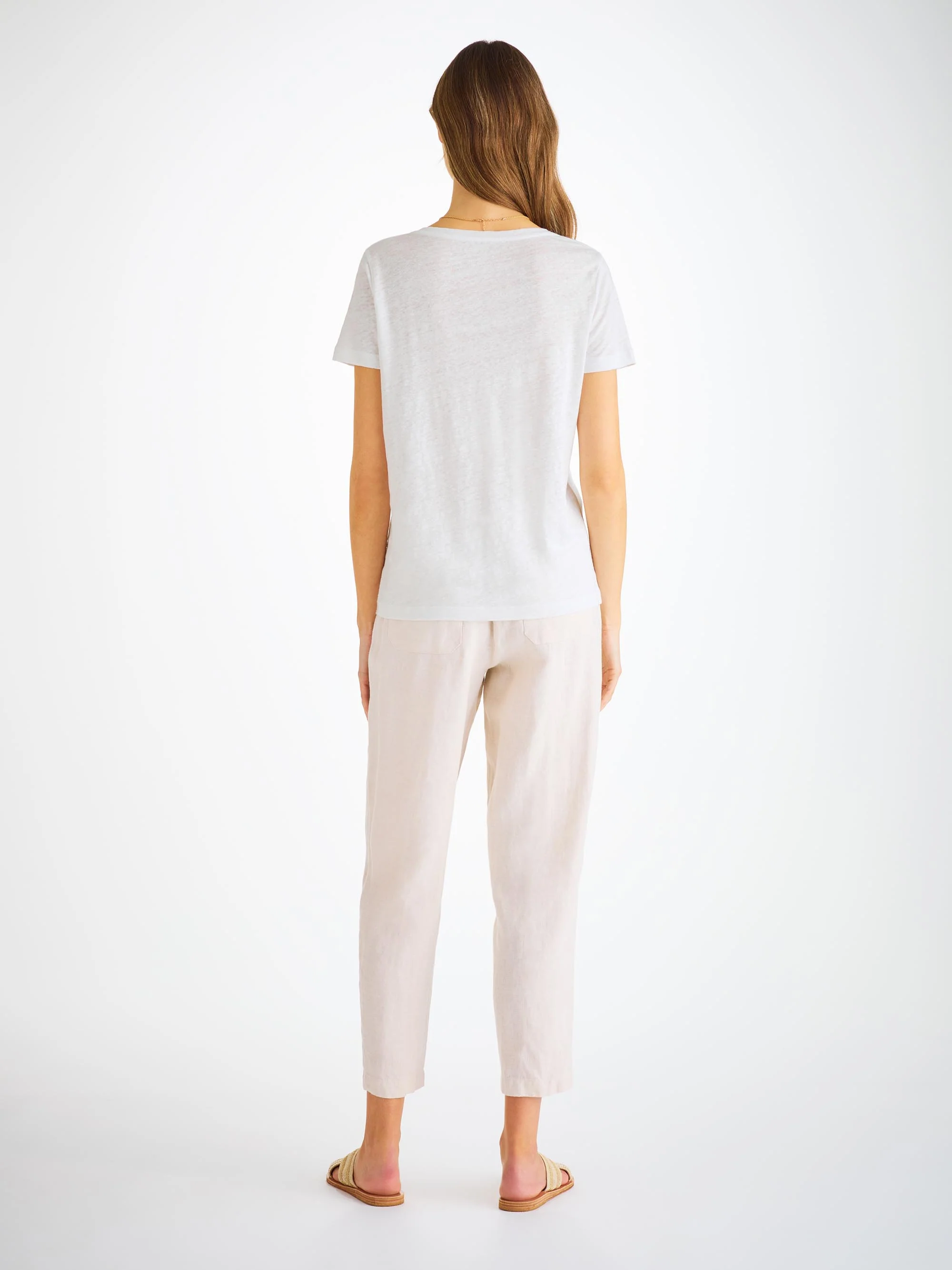 Women's V-Neck T-Shirt Jordan Linen White - Image 4