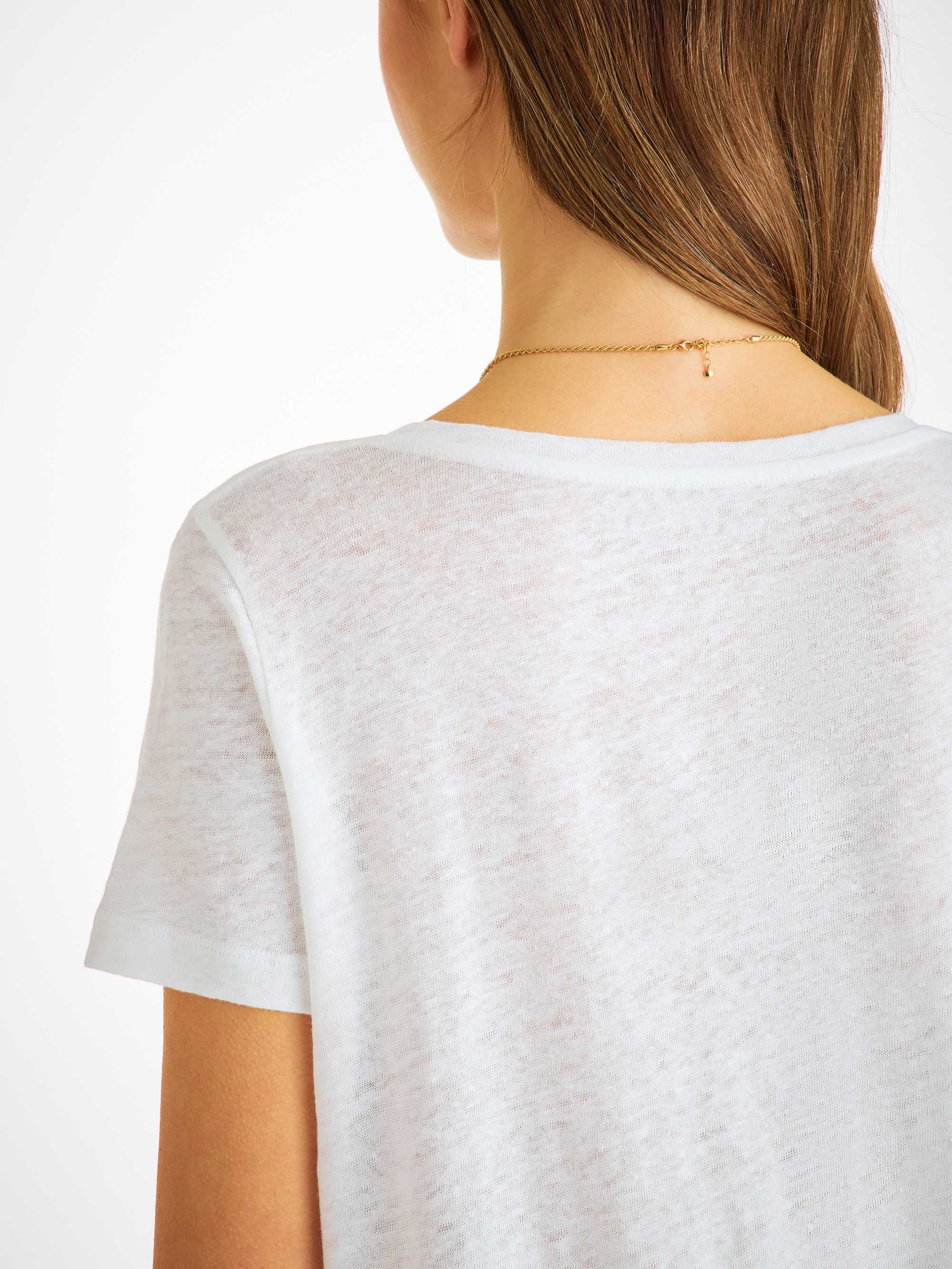 Women's V-Neck T-Shirt Jordan Linen White - Image 5
