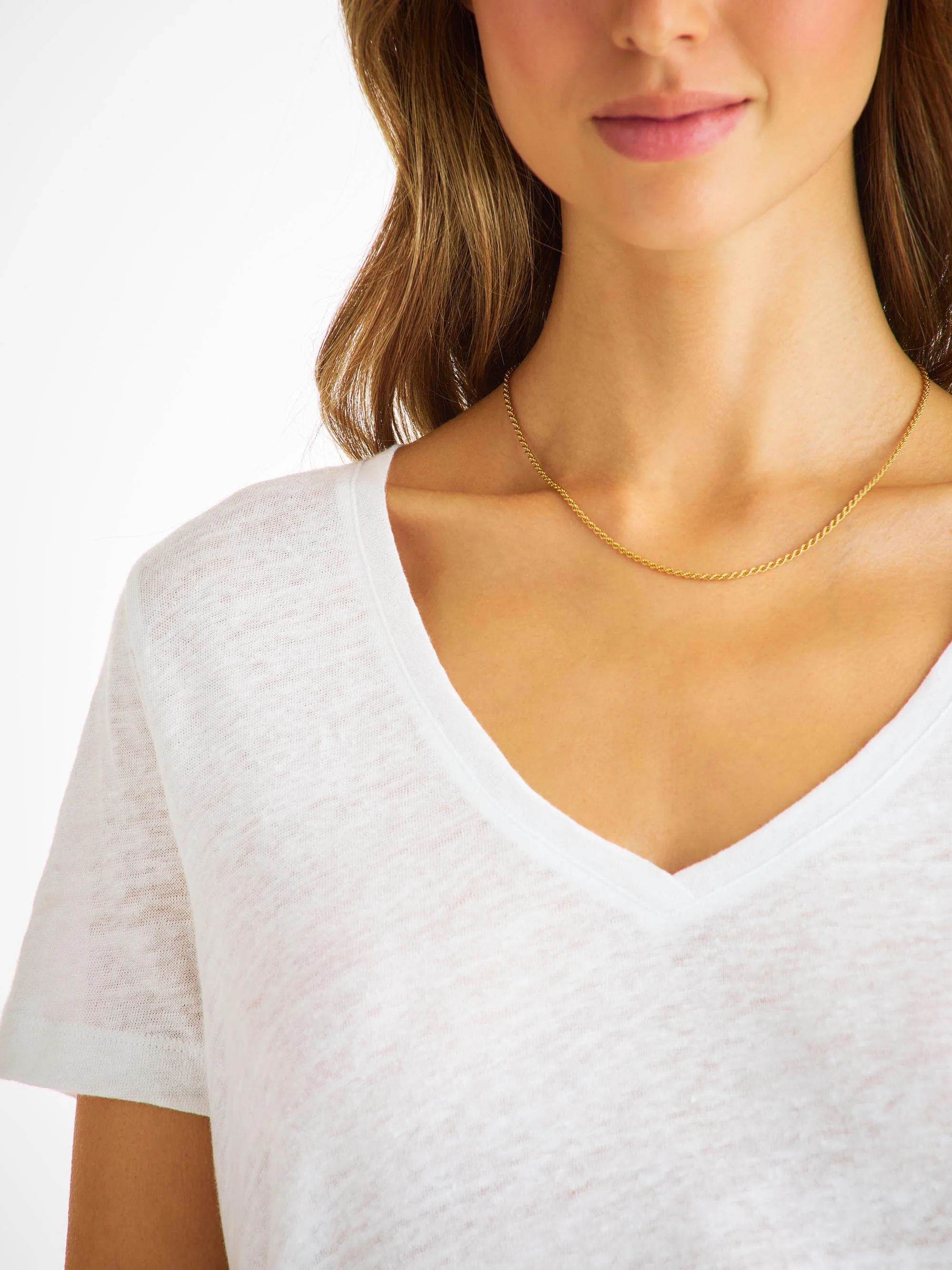 Women's V-Neck T-Shirt Jordan Linen White - Image 6