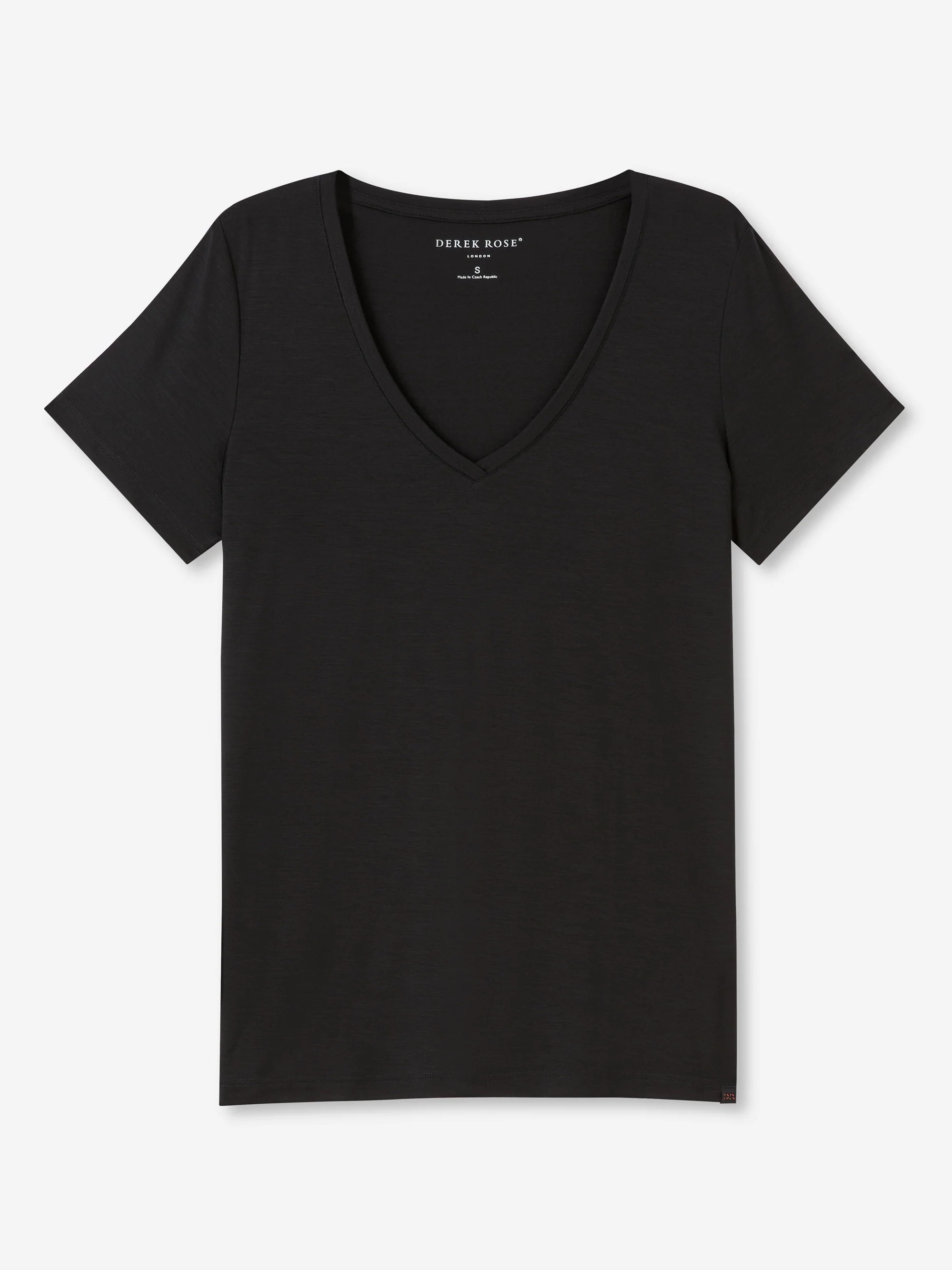 Women's V-Neck T-Shirt Lara Micro Modal Stretch Black - Image 2