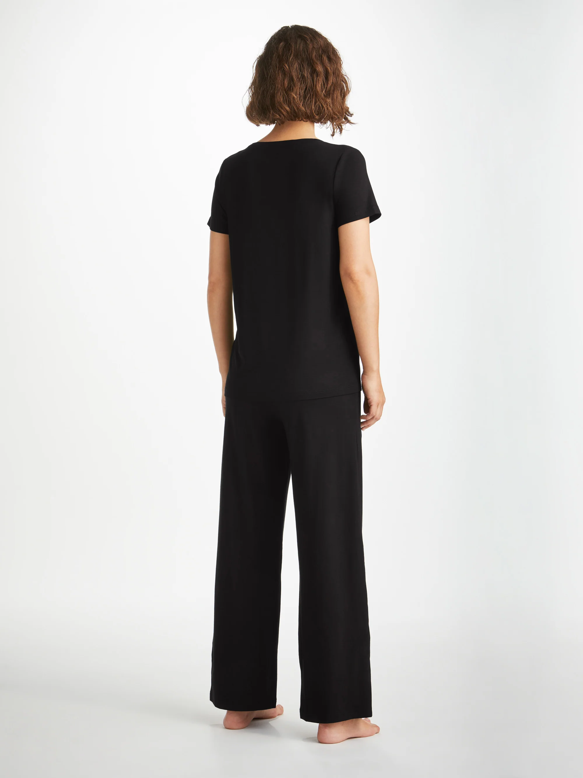 Women's V-Neck T-Shirt Lara Micro Modal Stretch Black - Image 5