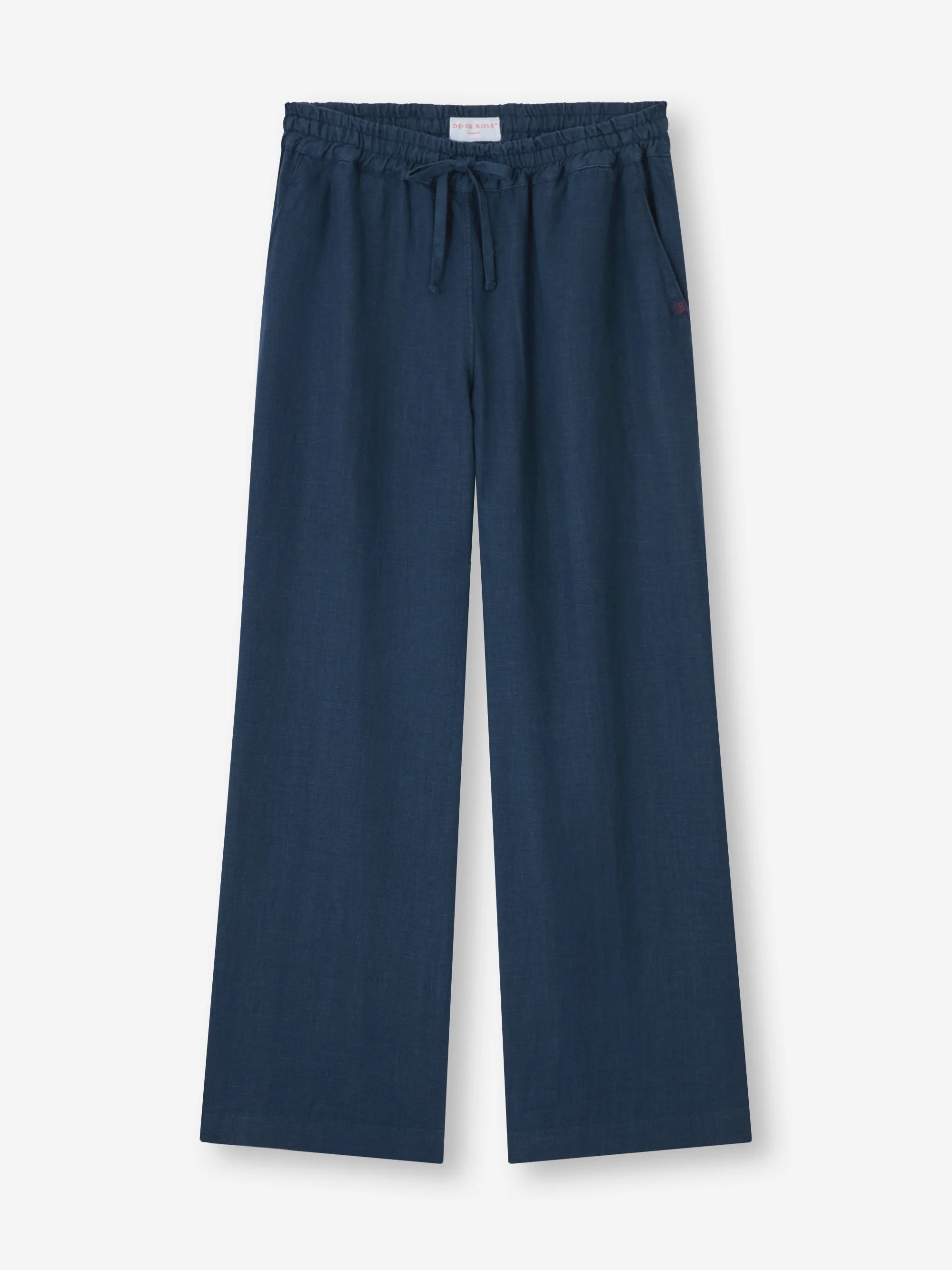 Women's Wide Leg Trousers Sicily Linen Navy Blue - Image 4