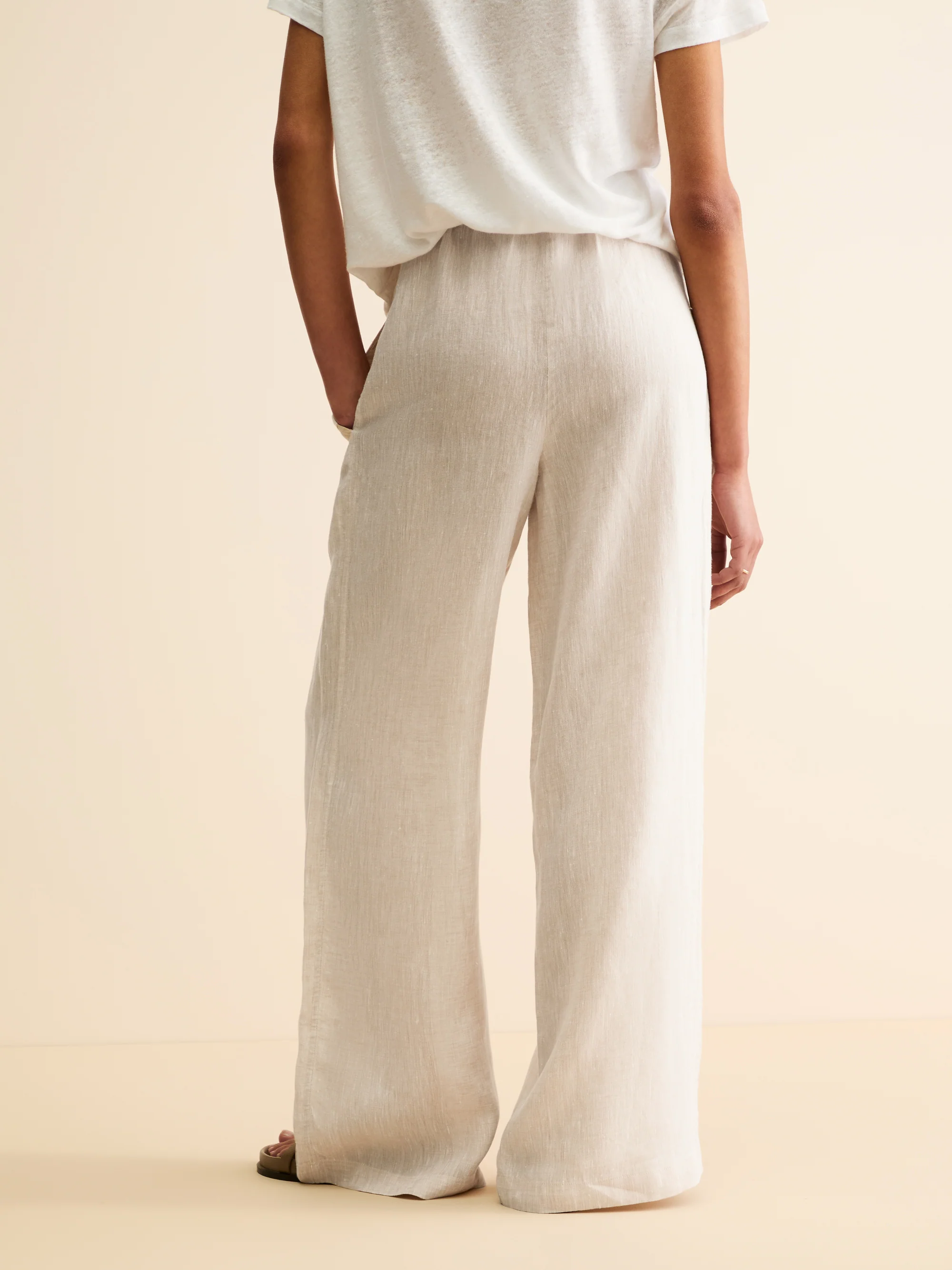 Women's Wide Leg Trousers Sicily Linen Sand - Image 3